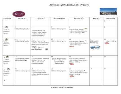 June 2019 Events