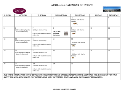 April 2020 Events